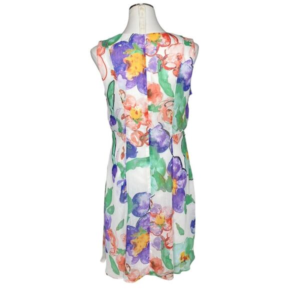 DKNY Chiffon Floral Printed A-line Dress size 12 - Picture 3 of 9